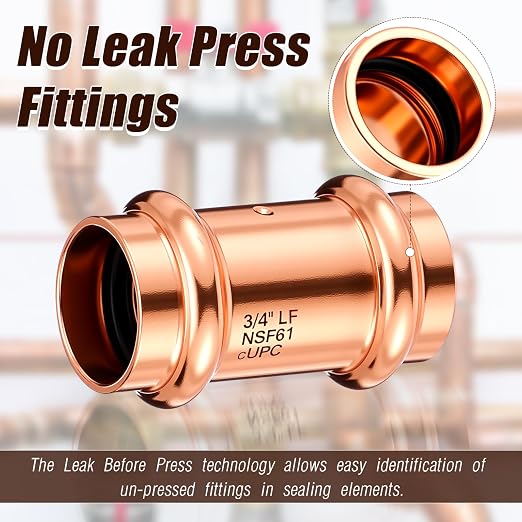 Therwen 15 Pcs Copper Pipe Press Fittings, 3/4 Inch Coupling - Image 3