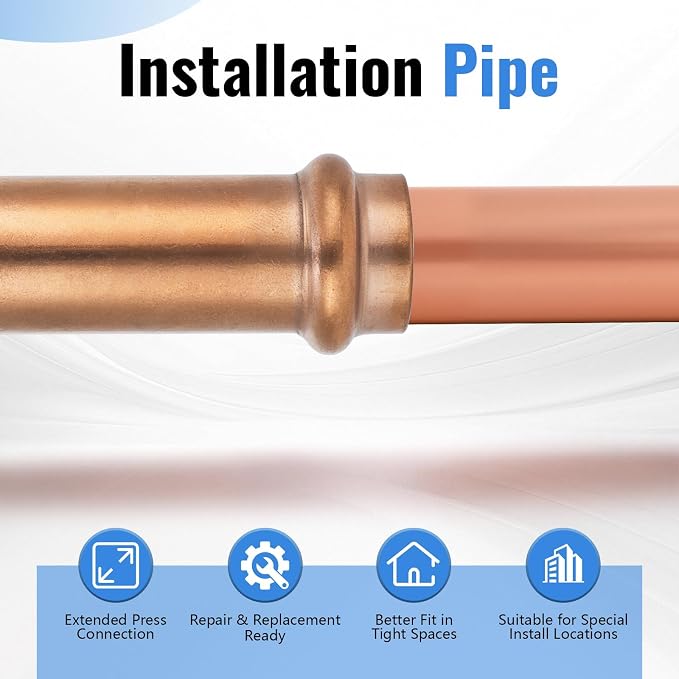 1/2" Copper Press Extended Repair Coupling NO Stop – Copper Press Coupling - Image 4