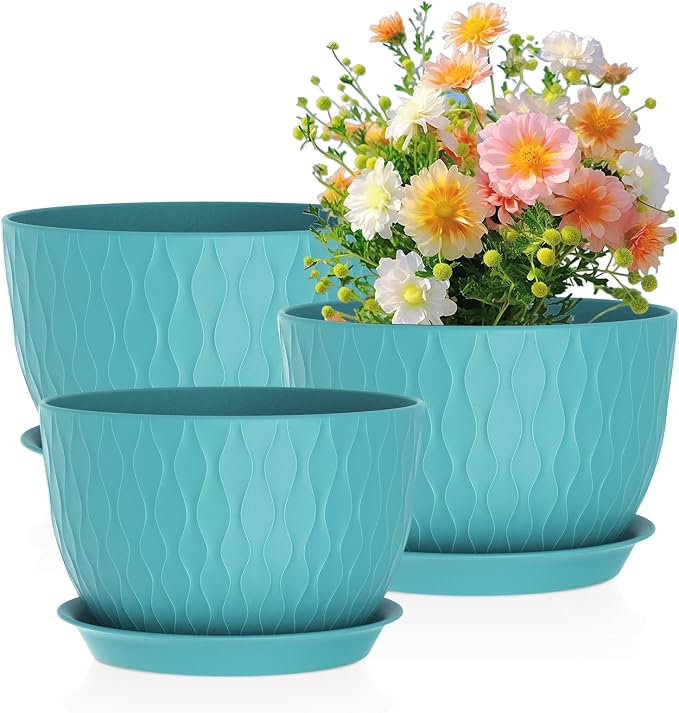 Meowell Large Plant Pots 12/10/9 inch, 3 Pack Big Flower Pots by Meowell