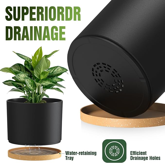 10/9/8 Inch Plant Pots 3 Pack, - Image 4
