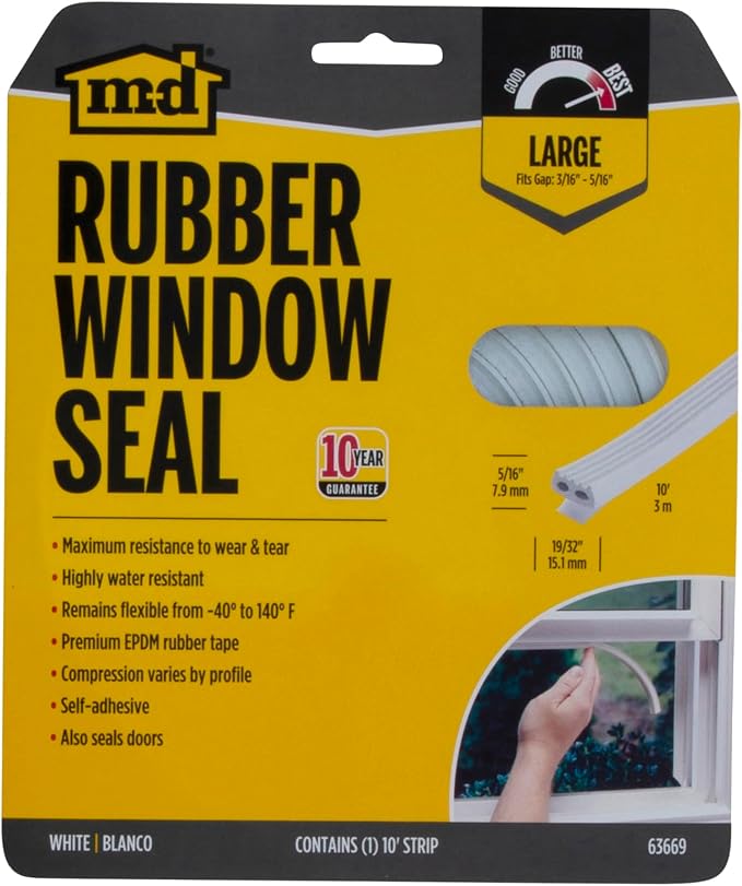 MD Building Rubber Window Seal for Large Gaps, 10ft | Self-Adhesive Backing - Image 7