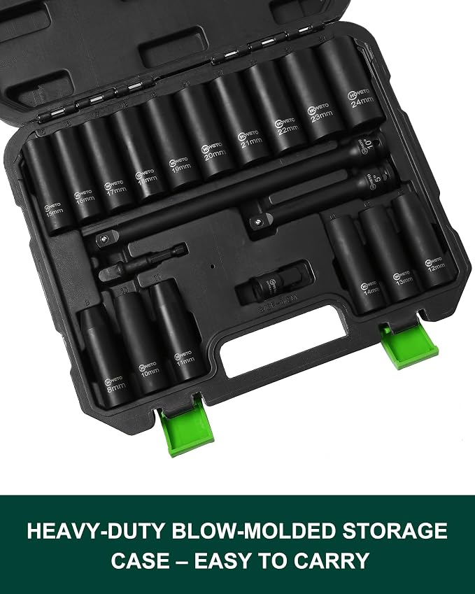 1/2"Drive Deep Impact Socket Set, 20 Piece 1/2 Inch Impact Socket Set Metric - Image 5