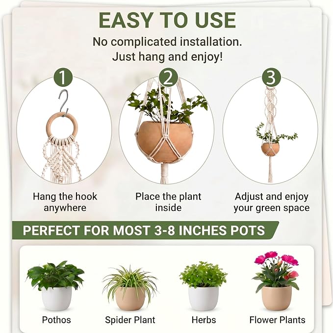 Shappy 2 Pack Boho Macrame Plant Hanger - Image 3