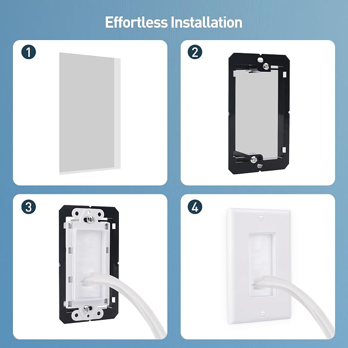 Cable Matters 2-Pack 1-Gang Cable Pass Through Brush Wall Plate, In-Wall Cable - Image 4