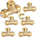 6PC HeSun 1/2" Pushfit Tee, Push to Connect Plumbing Fittings | Brass Push-fit by HeSun