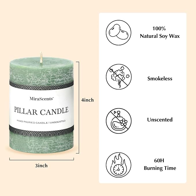 3x4 Inch Sage Green Pillar Candles - Image 3