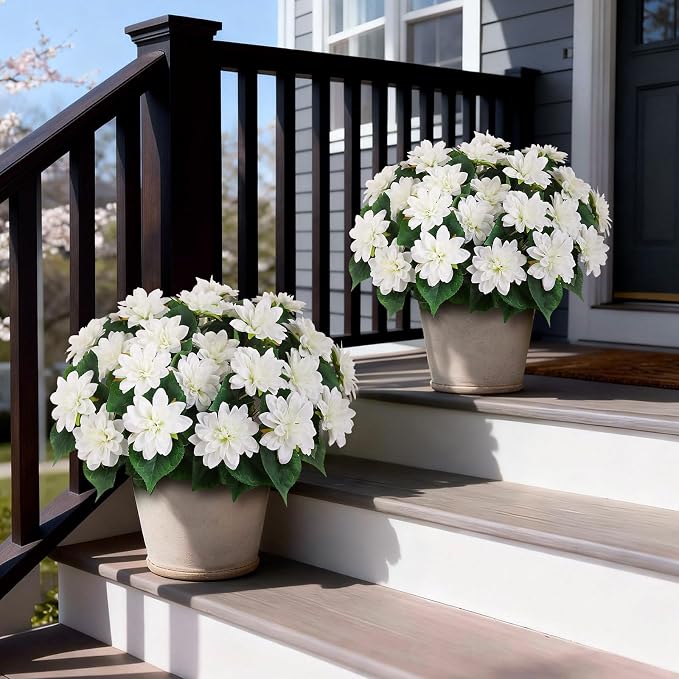 2 Set Artificial Dahlia Topiary Ball Trees - Image 2