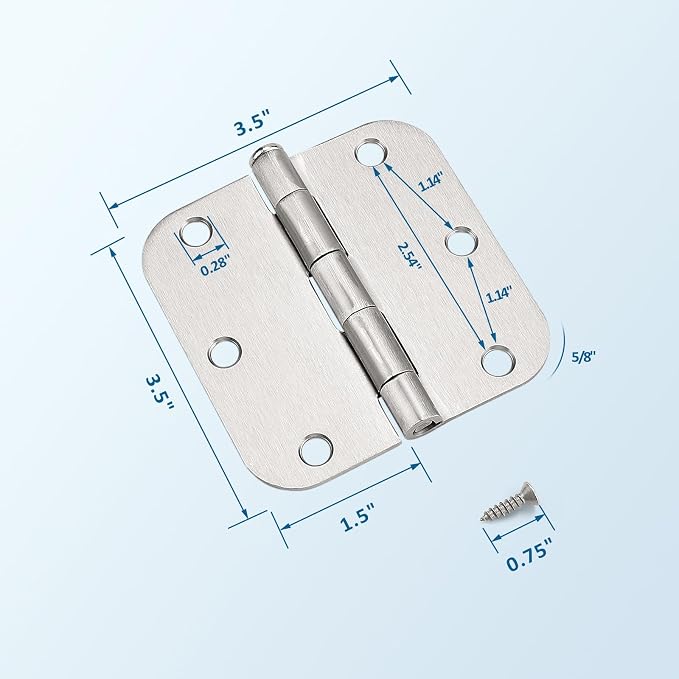 KNOBWELL 3.5 Inch Brushed Nickel Door Hinges, Interior Door Hinges, 18 Pack | - Image 5