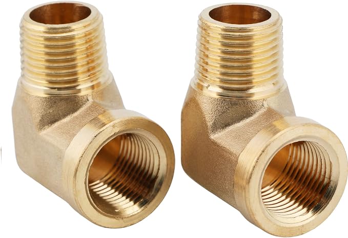 U.S. Solid 2pcs 90 Degree Barstock Street Elbow Brass Pipe Fitting 1/4" NPT by USSolid