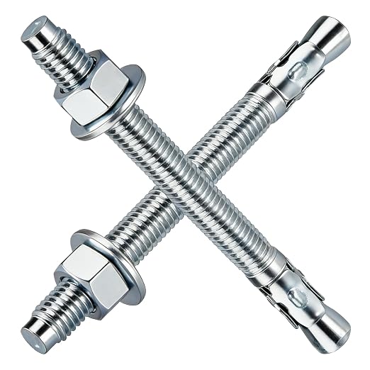 1/2" x 5-1/2" 50PCS Concrete Wedge Anchors, Heavy-Duty Cement Anchor Bolts by Pilida