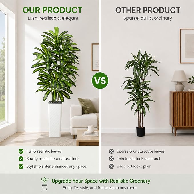 Artificial Dracaena Tree Indoor, 7FT Tall Fake Floor Plants - Image 7