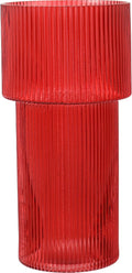 Red Glass Vase, 12 Inches Tall Vase by YANWE