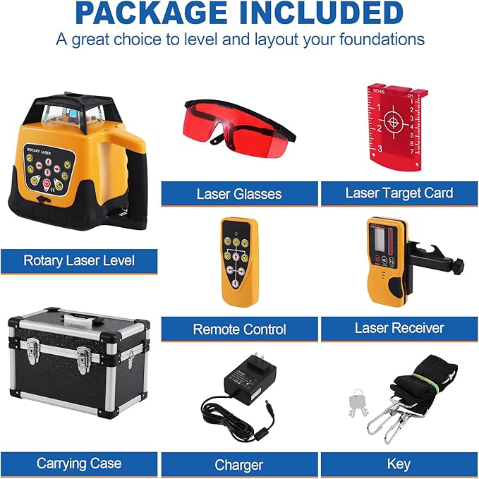 360° Self-Leveling Red Beam Rotary Laser Level Kit - Image 2