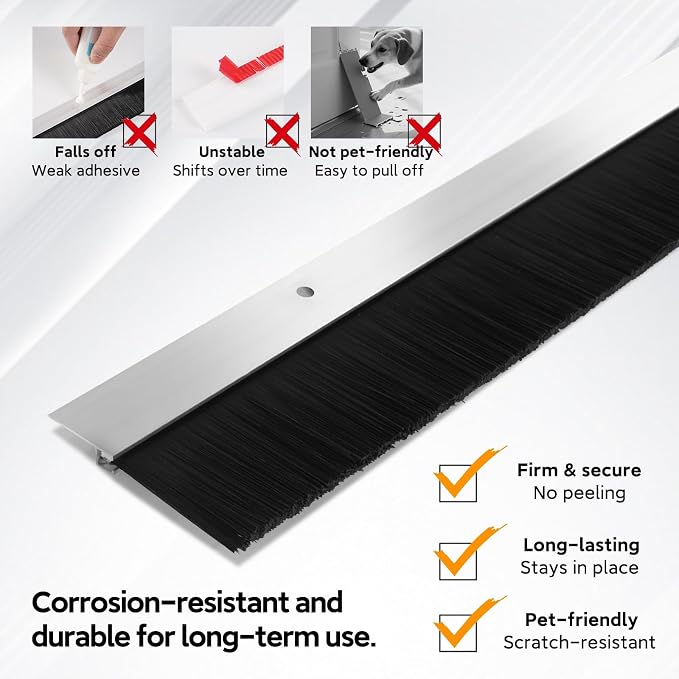 5 Sets Retsun Garage Door Brush Seal, 1 1/2" x 39.37" Brush Door Sweep - Image 4