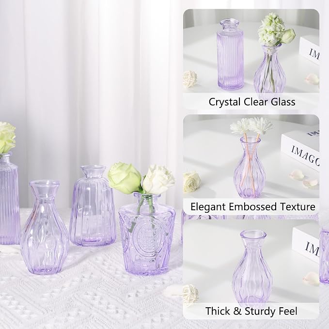 Glass Bud Vases Mini Flower Vase Small Vintage Vases - Image 3