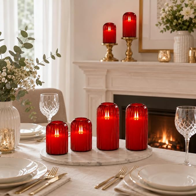 Lezonic Red LED Flameless Candles, Dancing Flickering Flame Real Wax, Home Decor - Image 6