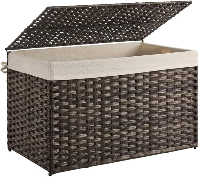 SONGMICS Storage Basket with Lid, Woven Blanket Storage Bin with Handles by Unknown