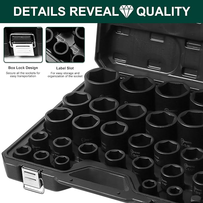 31-Piece 3/4" Drive SAE Impact Socket Set | Crafted from rugged Cr-Mo alloy - Image 6