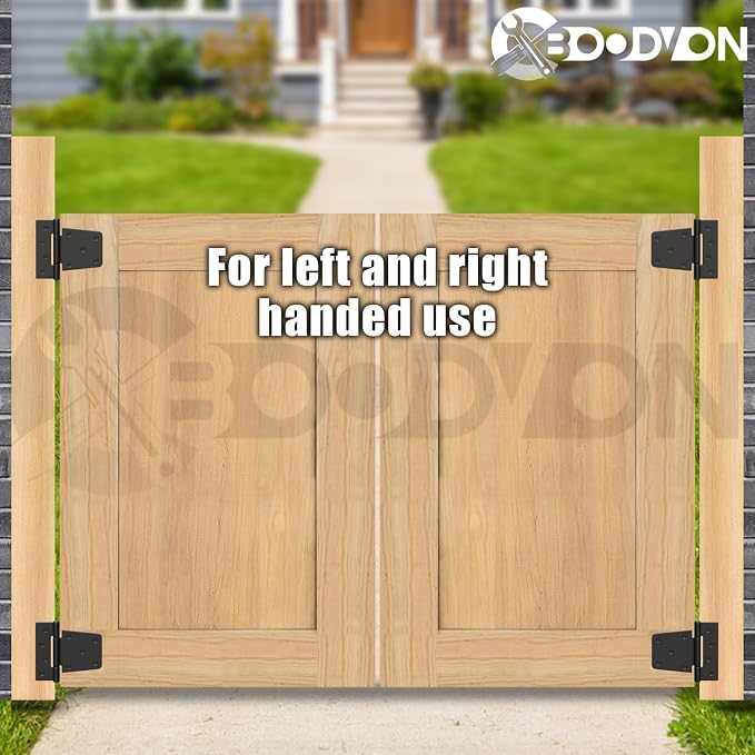 3.5 Inch Heavy Duty Gate Hinges, Extra Thick Black Shed Barn Door Hinges - Image 5