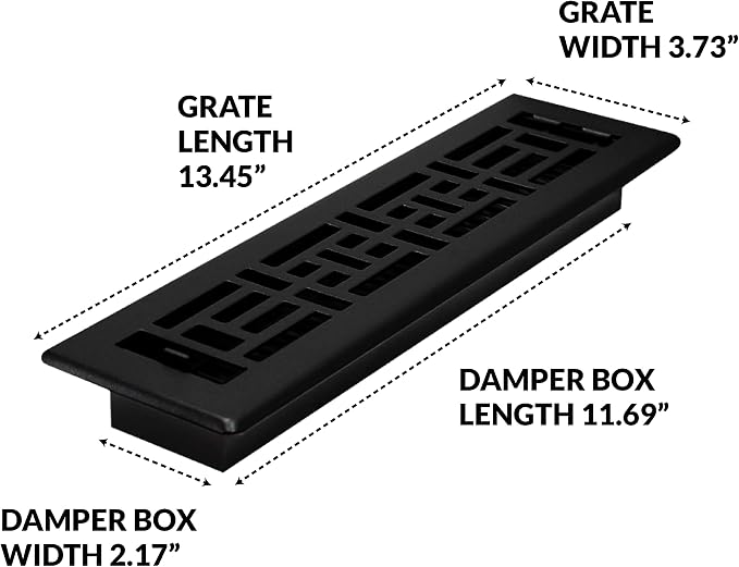 Decor Grates AJH212-BLK Oriental Floor Register, Textured Black - Image 7