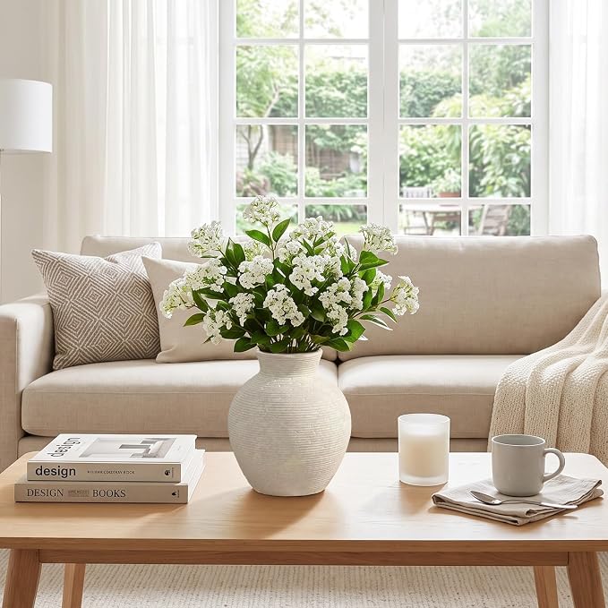 7.48 Inch Vintage Ceramic Flower Vase, Rustic Farmhouse Vase - Image 5