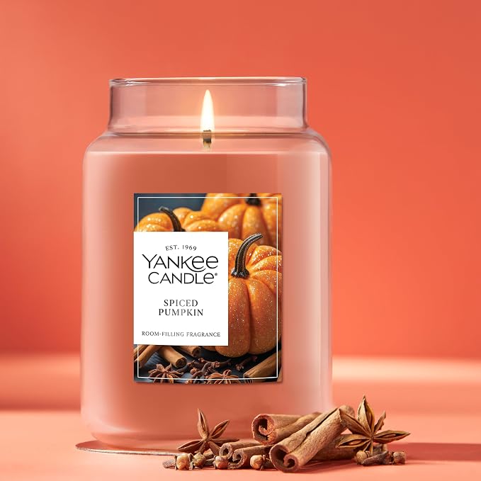 Yankee Candle Spiced Pumpkin, Fall Scented Candle, 22oz Large Jar - Image 4