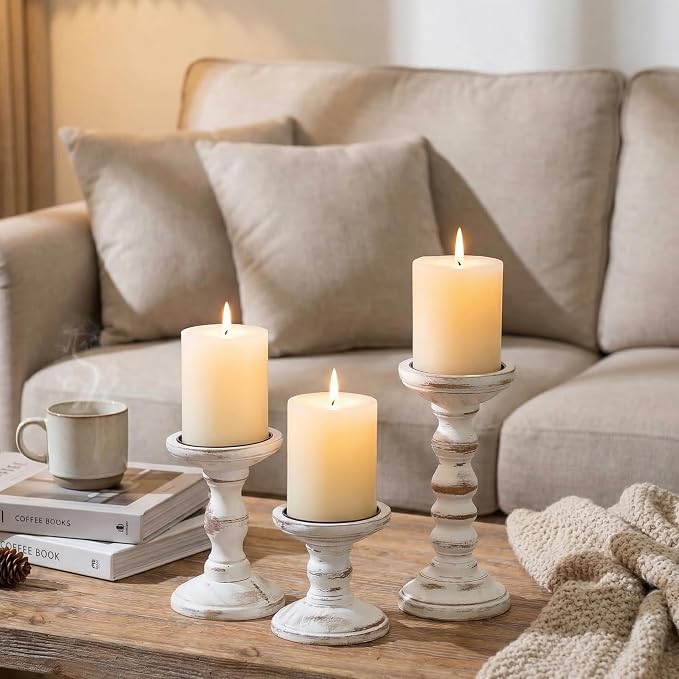 Romadedi Wood Candle Holders for Pillar, Farmhouse Decor, for Mantle, Dinning & - Image 7