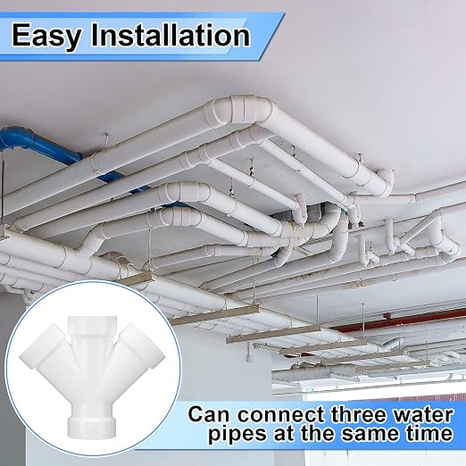 Pushglossy 2 Pcs 1 1/2 Inch Schedule 40 PVC Dwv Double Wye Fitting | Schedule - Image 6