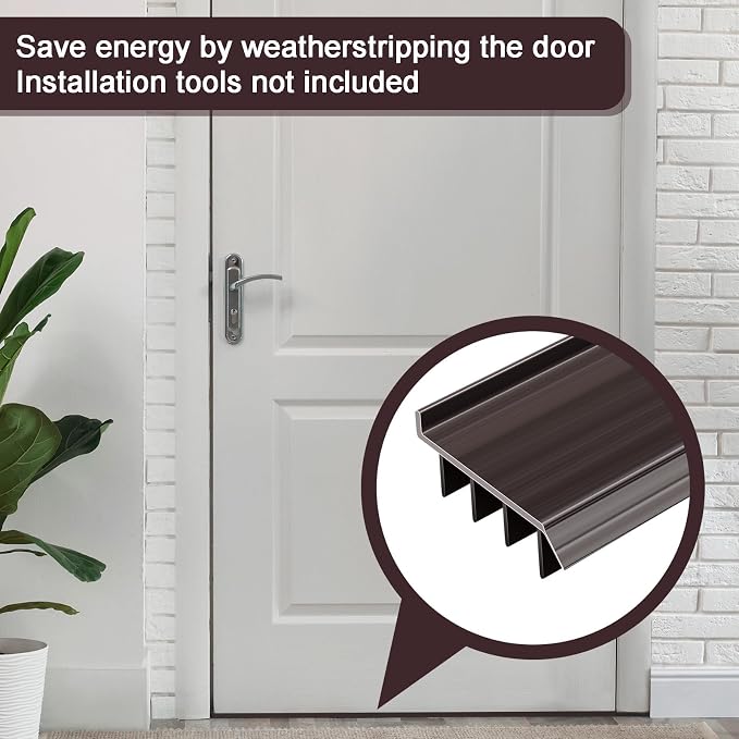 4 Pcs 4 Feet Brown Vinyl Door Bottom Adjustable Weatherstrip Door Bottom - Image 5