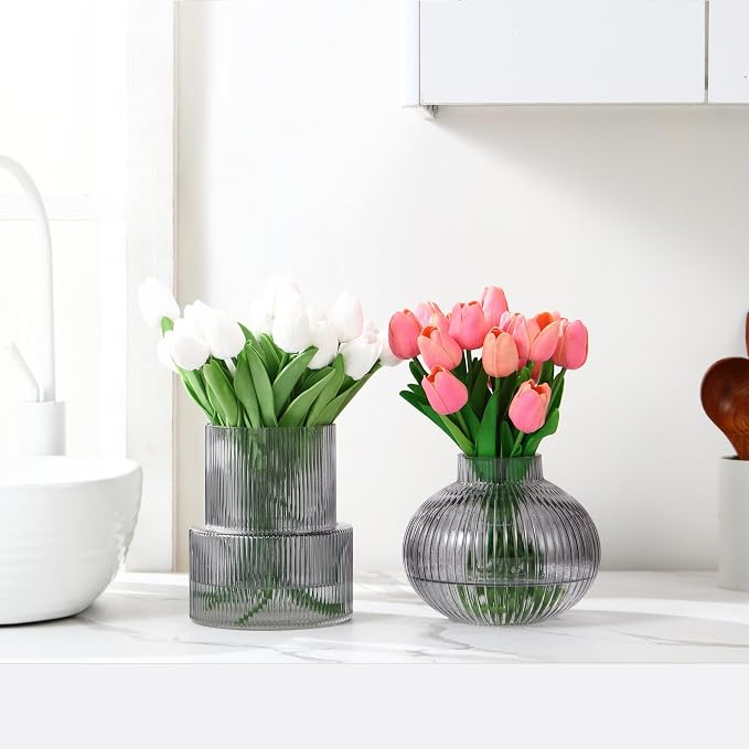 Ribbed Glass Vases, Modern Vase - Image 3