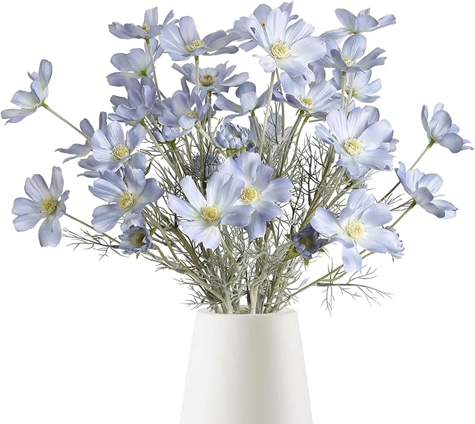 6PCS Daisy Flowers Artificial 24'' Blue Flowers Artificial Wildflowers Silk by Fqueelvys