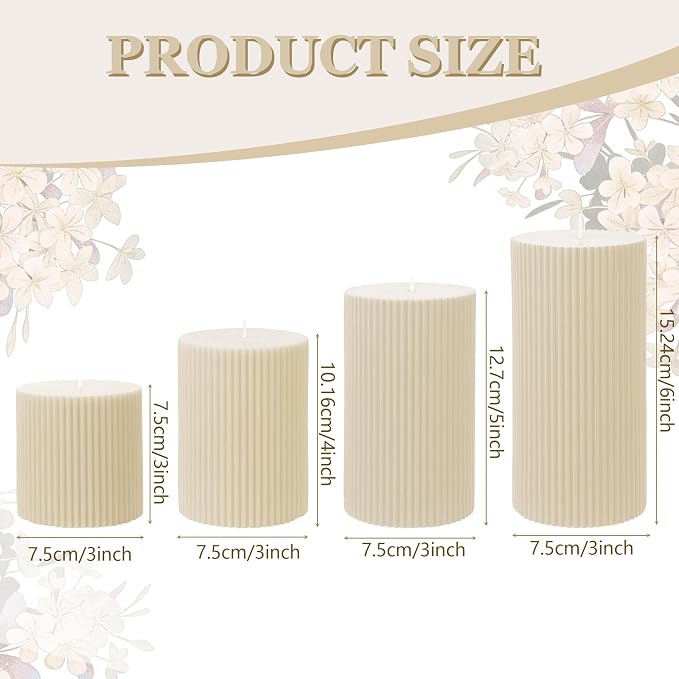Pillar Candles Set of 4, Large Soy Wax Scented Pillar Candles | Aesthetic - Image 2