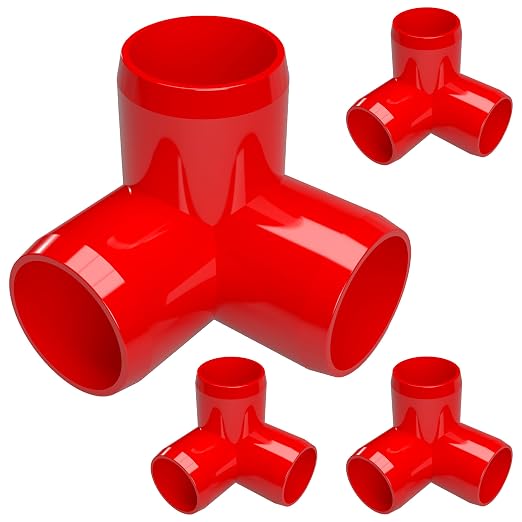 1” 3-Way Elbow Furniture Grade PVC Fitting in Red, Made in USA, UV-Resistant by FORMUFIT