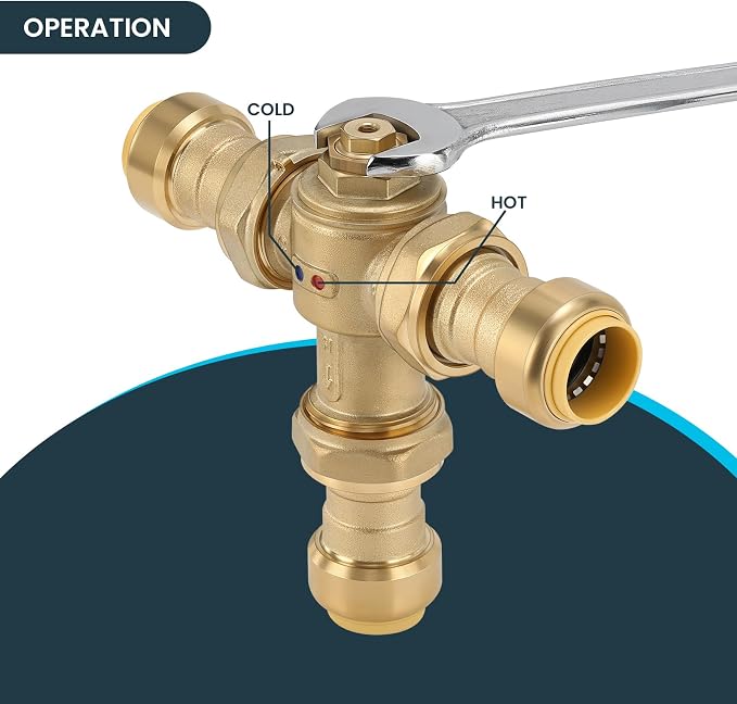 Thermostatic Mixing Valve 3/4 Inch Push-fit Mixing Valve, Temperature Control - Image 4