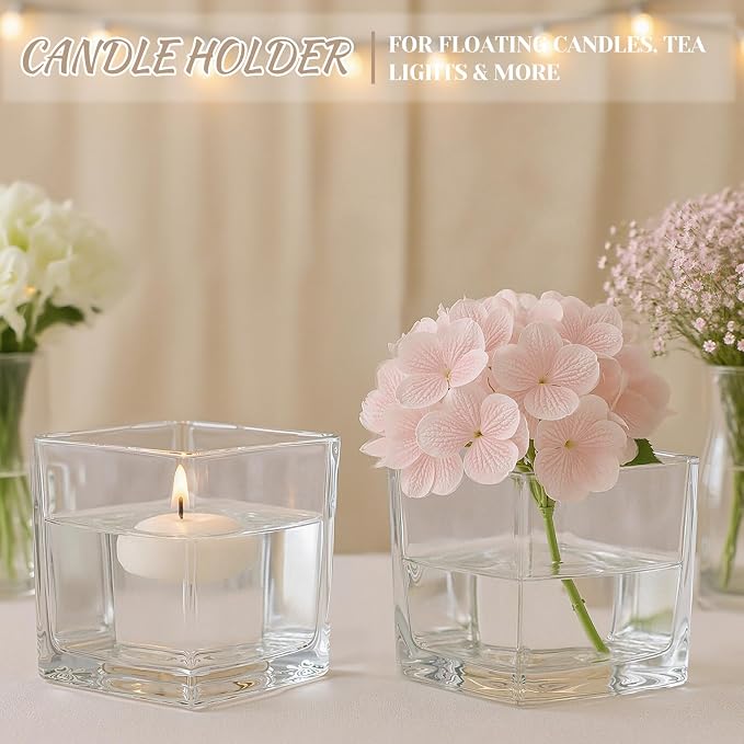 CONNOO 9 Pack 4" x 4" x 4" Clear Square Glass Vase - Image 5