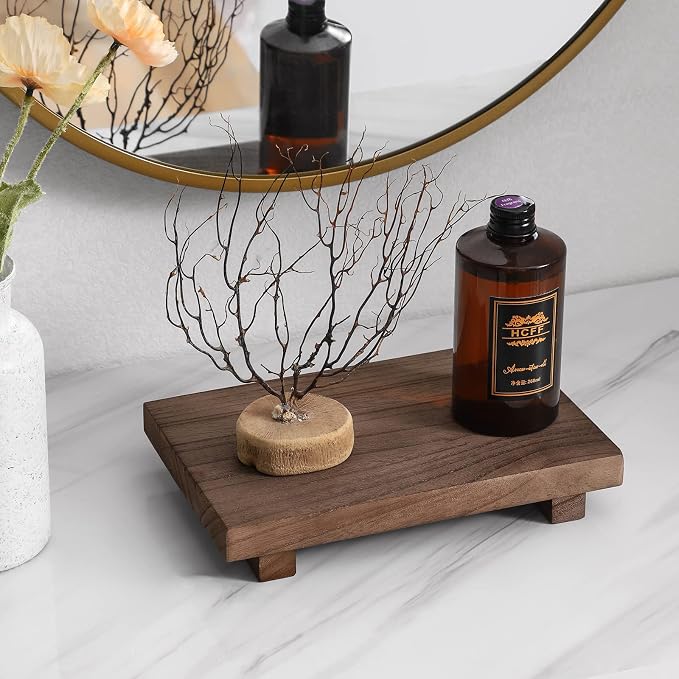 Wood Bathroom Tray Farmhouse Decor Kitchen Soap Holder, Lightweight, Easy Clean - Image 3