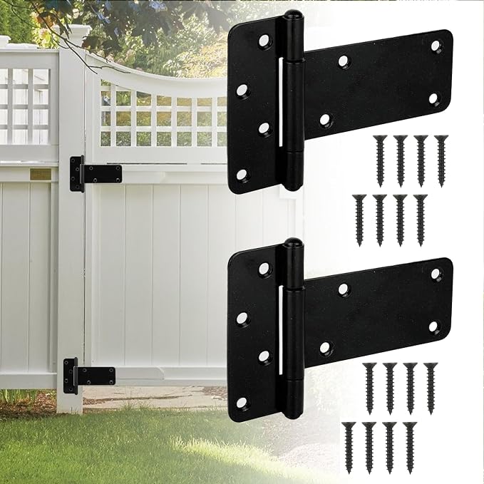6 Pack 6” Heavy Duty Gate Hinges, 280 Lbs Capacity Black Door Hinges | T Gate - Image 5