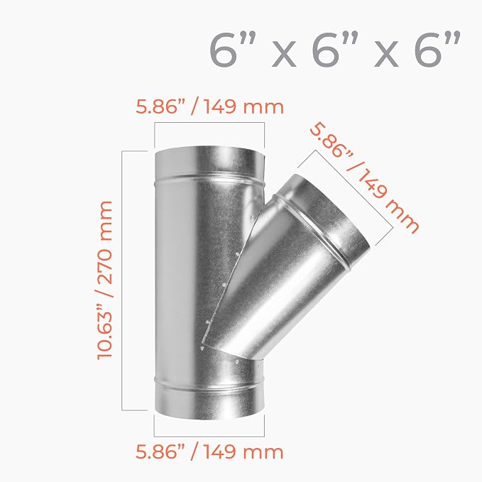 6 Inch 45° Wye-Shape Duct Splitter - Image 2