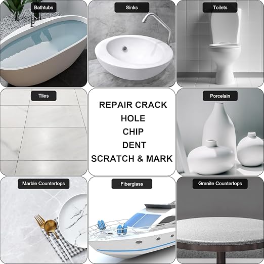 LANBOKIT Tile, Granite and Marble Repair Kit, 3.7 OZ Tub and Fiberglass Shower - Image 6