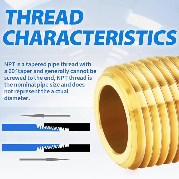 ChillWaves Brass Pipe Fitting, Long Nipple Pipe 3/4" NPT Male x 3/4" NPT Female - Image 6
