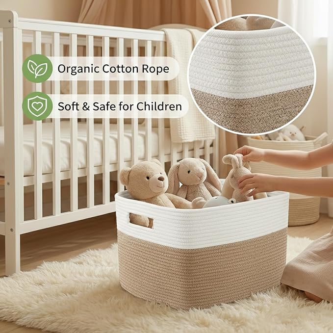JMvicyroam 96L Large Woven Cotton Rope Blanket Basket, Freestanding - Image 4