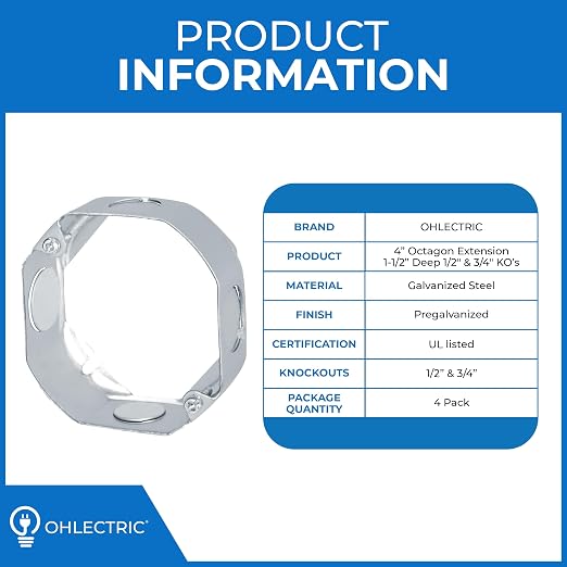 4" Square Steel Work Box Extension Rings| 1-1/2" Deep Box Ring - Image 2