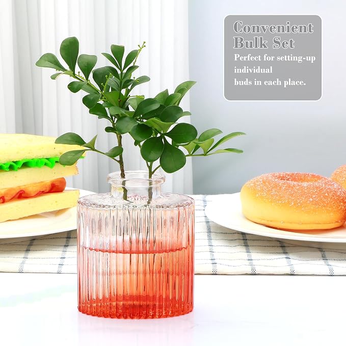 Glass Bud Vases Set of 4, Small Orange Flower Vases - Image 7