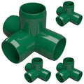 1” 4-Way Tee Furniture Grade PVC Fitting in Green, Made in USA, UV-Resistant by FORMUFIT