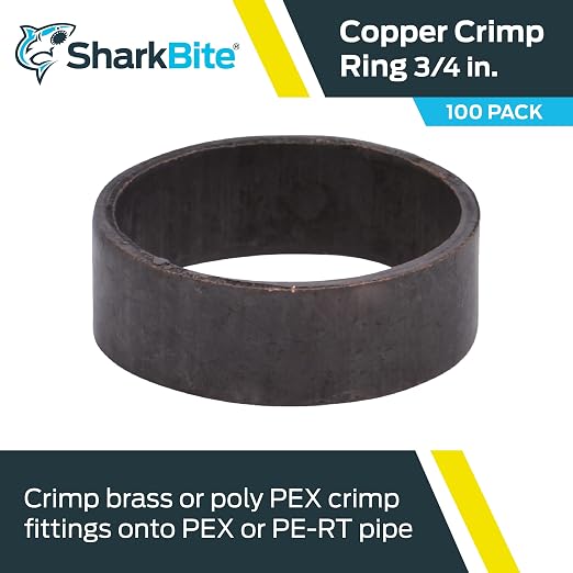 SharkBite 3/4 Inch Copper Crimp Rings, PEX Pipe, 23103CP100 - Image 2