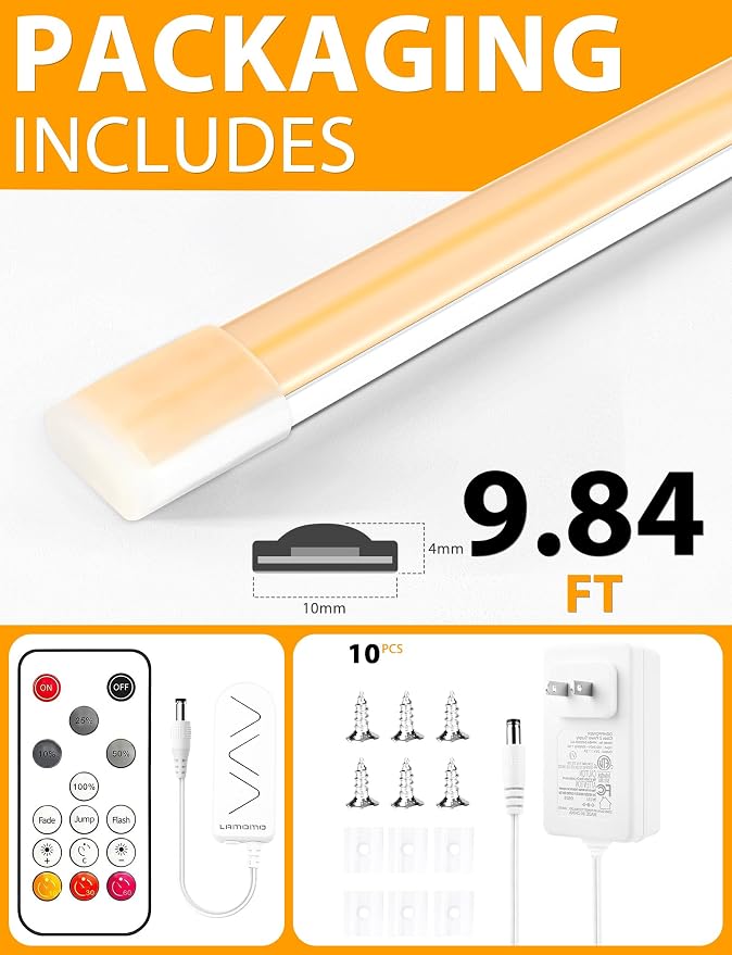 Lamomo COB LED Strip Lights Pro, 9.84Ft Warm White Dimmable Self-Adhesive Led - Image 8