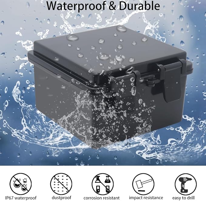 Junction Box, Hinged Black Cover IP67 Waterproof ABS Project Box - Image 2
