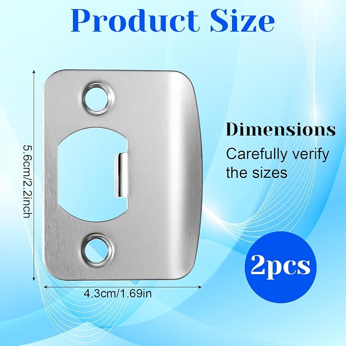 2 Pack Door Strike Plate Deadbolt Strike Plate 2-1/4 Inch X 1-7/16 Inch | Door - Image 2