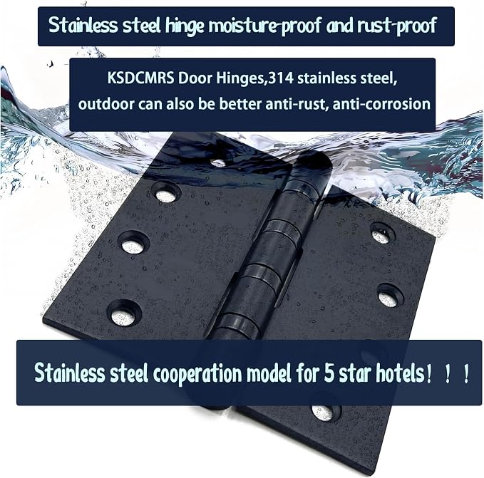 Stainless Steel Matte Black 4 inch Door Hinges, Interior Door Hinge，Heavy Duty - Image 3