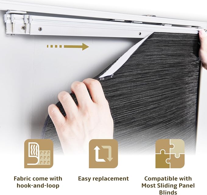 Replacement Fabric Panels for Sliding Glass Door, Fabric Only, Natural Woven - Image 5